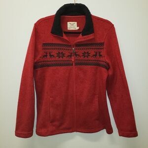 Faded Glory red full front zipper winter sweater